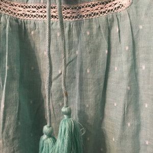 Sea foam green boho peasant top